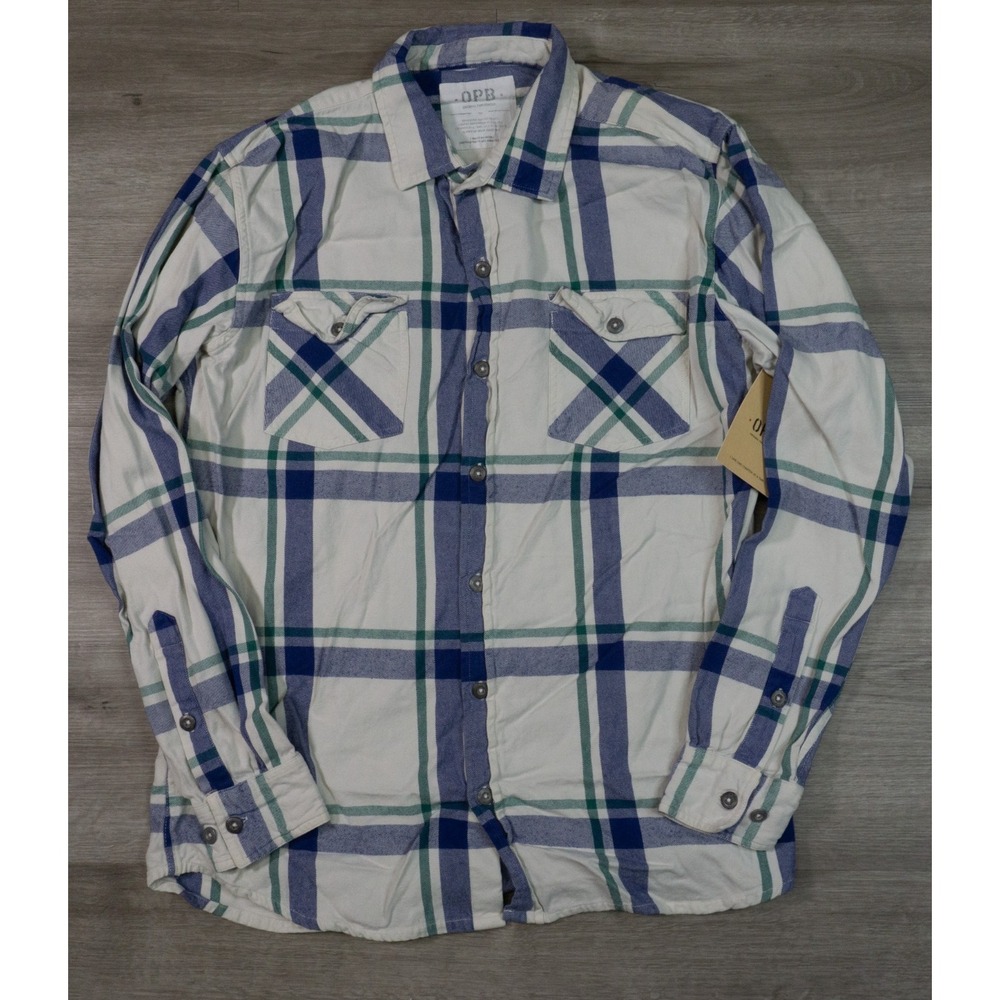New Original Paperbacks Twill Cotton Metal Button Overshirt Mens Small White